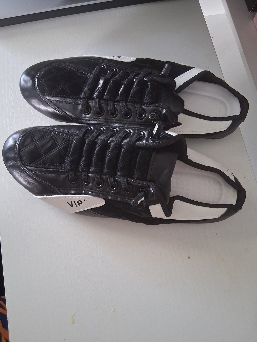 VIP Black and White Quilted Low-Top Sneakers